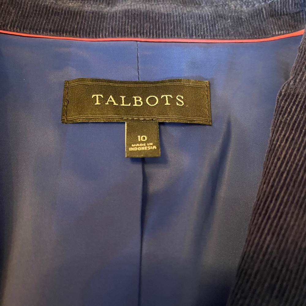 Talbots Womens Blue Corduroy Blazer Jacket Crest Buttons Size 10 ID245 - Picture 4 of 10